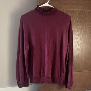 A New Day Maroon Ruffled Sweater